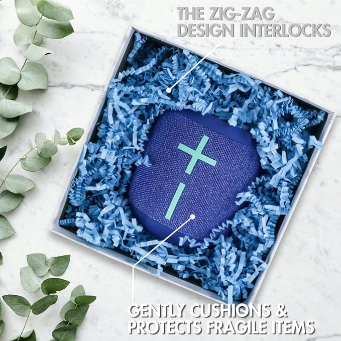 MagicWater Crinkle Cut Paper for Gift Baskets - 2LB - Light Blue - Perfect for Shredded Paper Filler, Basket Filler, Gift Boxes, Bridesmaid Gifts, Halloween Stuffers & More – Ideal for All Occasions