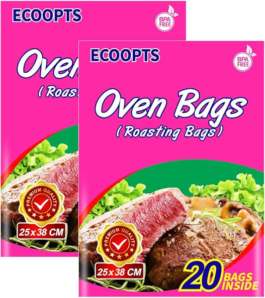 ECOOPTS Oven Bags Cooking Roasting Bags 40×Small Size Oven Bags for Chicken Meat Ham Seafood Vegetable (10 x 15 Inch 2 Pack)
