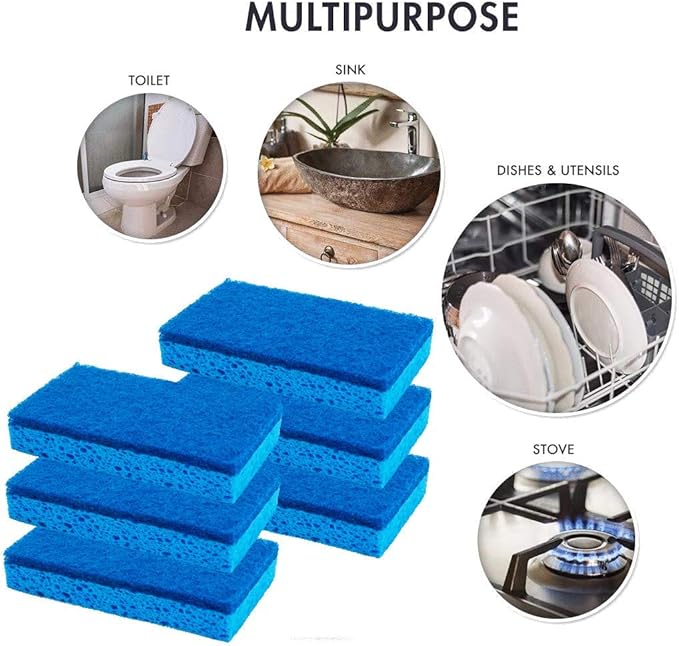 Scrubit Non-Scratch Cleaning Scrub Sponges- Scrubbing Dish Sponge Ideal for Washing Kitchen,Dishes, Bathroom &More – Dishwashing Sponge Along with A Thought Scrubber – 6 sponges