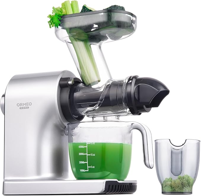 Juicer Machines,ORMEO HOME Cold Press Juicer with 3.60"Large Feed Chute For Vegetable and Fruit,Slow Masticating Juicers Easy to Clean,Quiet Motor,BPA-Free,High Juice Yield(Updated)