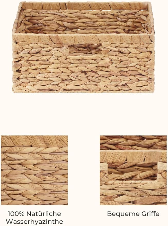 StorageWorks Extra Large Wicker Baskets for Organizing, Water Hyacinth Storage Basket with Built-in Handles, 1 Pack