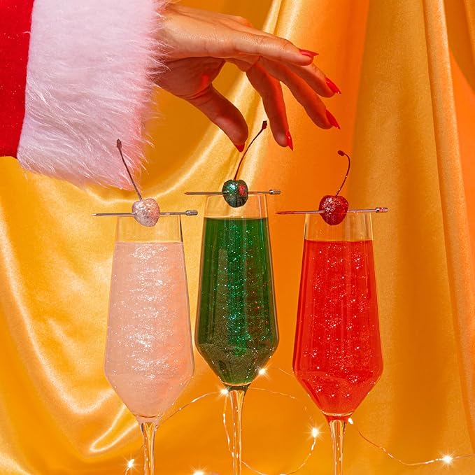 Fancy Sprinkles Madame Claus Edible Glitter Set for Sparkling Food & Drinks, No Taste or Texture Ruby Red, Diamond White, Emerald Green (3 jars, 4gm each)