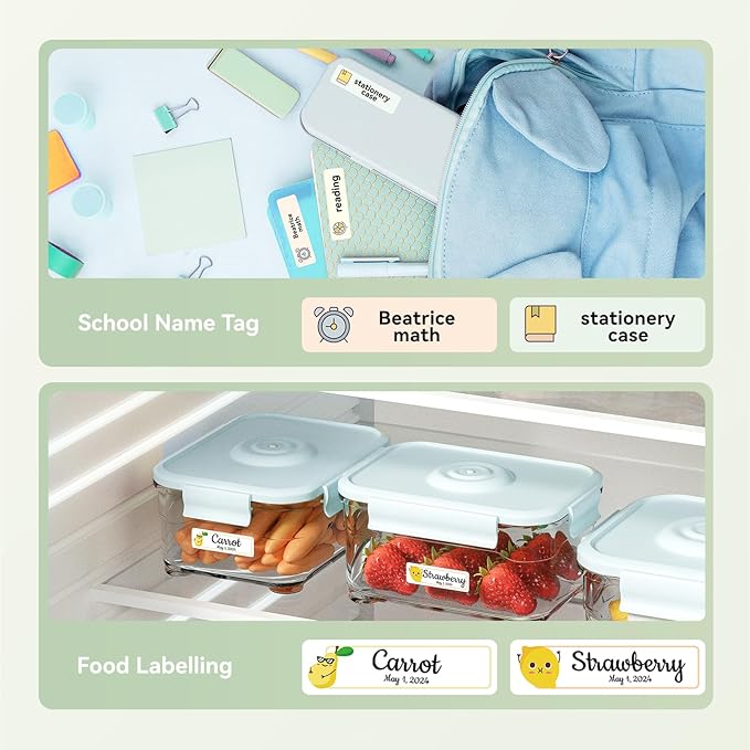 NIIMBOT D110 New Version Label Maker Machine with Tape, Handheld Bluetooth Label Printer, Mini Thermal Printer, Sticker Maker for Organizing Home Kitchen School, Green