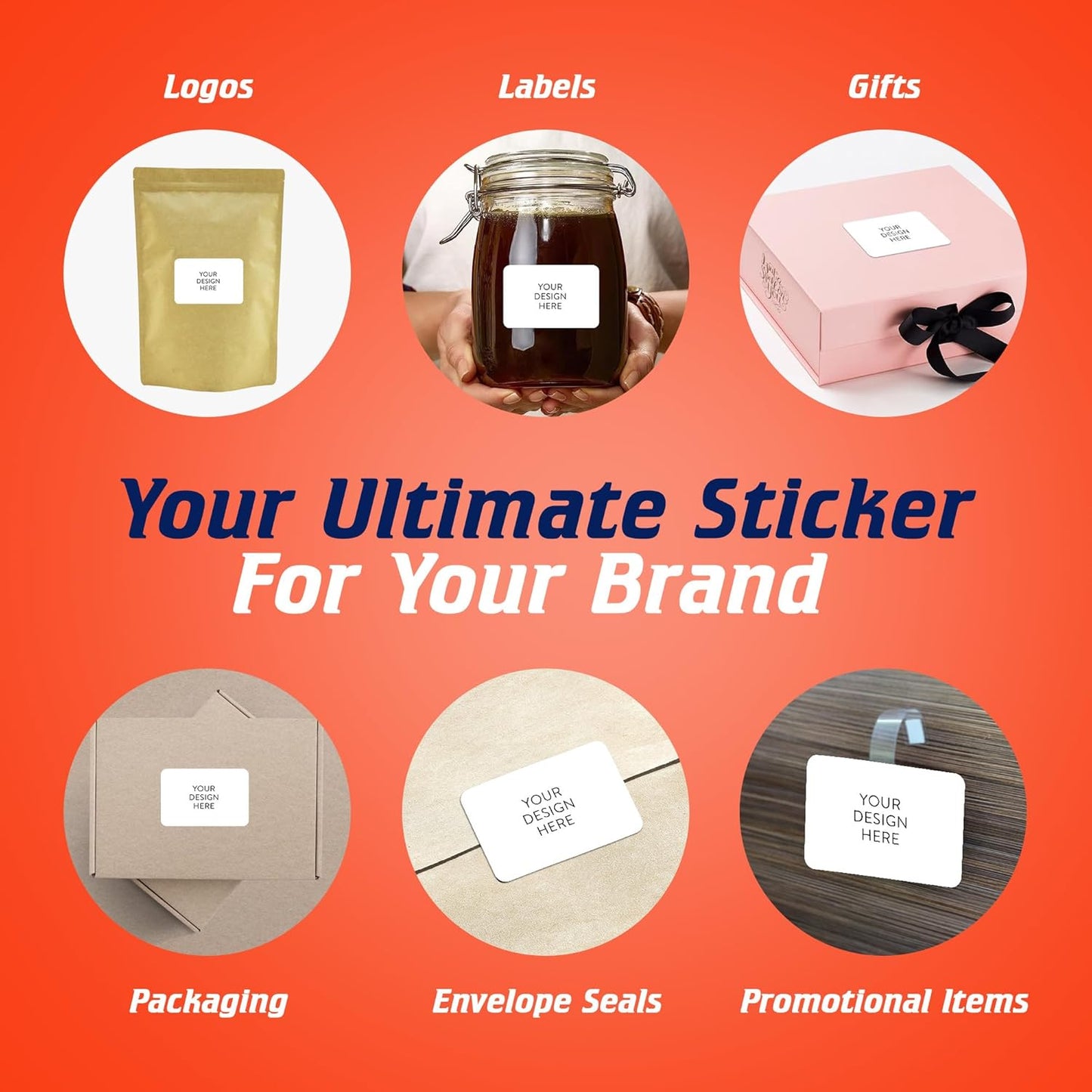 5-1000 Custom Vinyl Stickers - Upload Your own Image, Text, Design, Logo - Personalized Logo Labels for Handmade, Packaging, Bottle, Jars, Candle, Brand Stickers (White, 6x4)