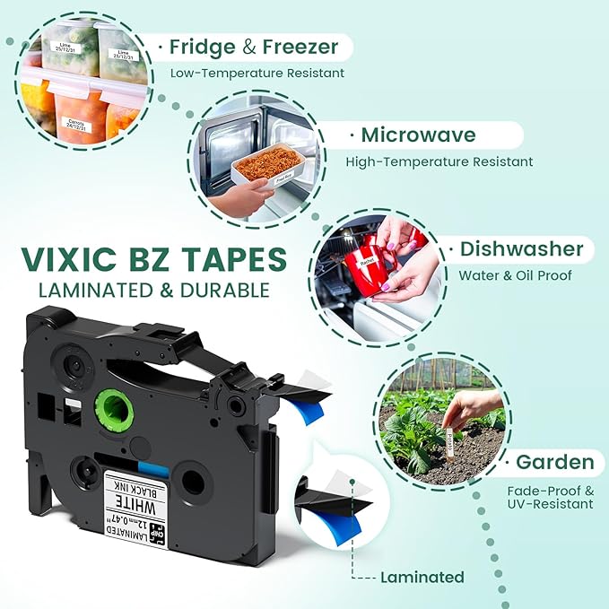 Label Maker, D210S Label Maker Machine with 4 Laminated Tapes, 12mm Labeler Labelmaker with QWERTY Keyboard, Print Different Fonts Frame Barcode for Home Office School, Green