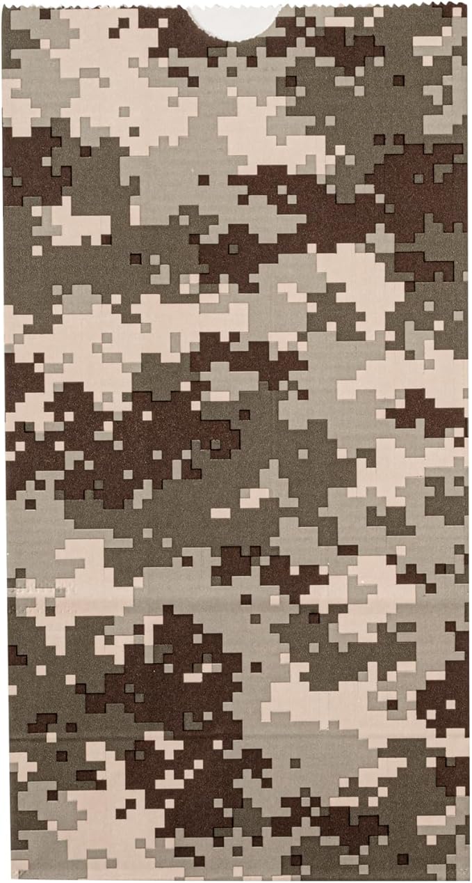Restaurantware Bag Tek 4 LB Disposable Lunch Bags 100 Sturdy Take Out Bags - Flat Bottom Great For Restaurants Cafes And Bakeries Camouflage Paper Popcorn Bags Versatile For Grocery And More