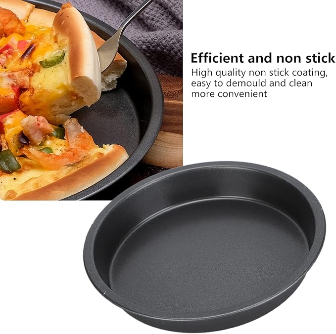 2Pcs Pizza Pan, 6in/9in/10in/12in Deep Dish Round Pizza Pan for Oven, Non Stick Thickened Carbon Steel Baking Pan for Home Kitchen, Dishwasher Safe(9in)