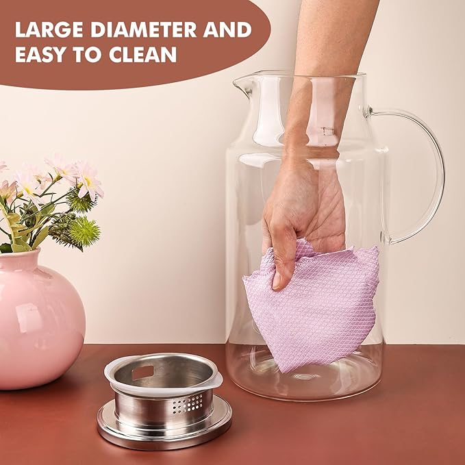 128oz Glass Pitcher with Lid,1 Gallon Glass Water Pitcher Hot/Cold Water Jug, 3.7LJuice and Iced Tea Beverage Carafe with Lid