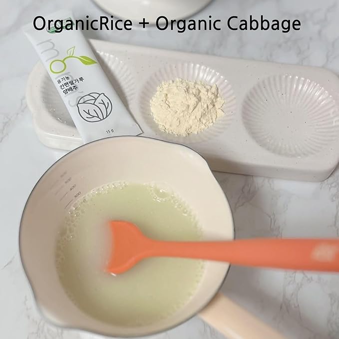 mom's Organic Simple Rice Powder Korean Rice Flour for Soup, Congee (Rice + Cabbage) 15g*5stick/box