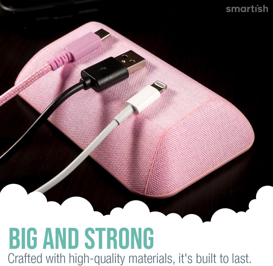 Smartish® Magnetic Cord Holder - Bigger Cable Wrangler Organizer with Magnet Clips for Charger Management on Desktop, Nightstand, or Side Table - Holds 6+ Cables - I'm Blushing