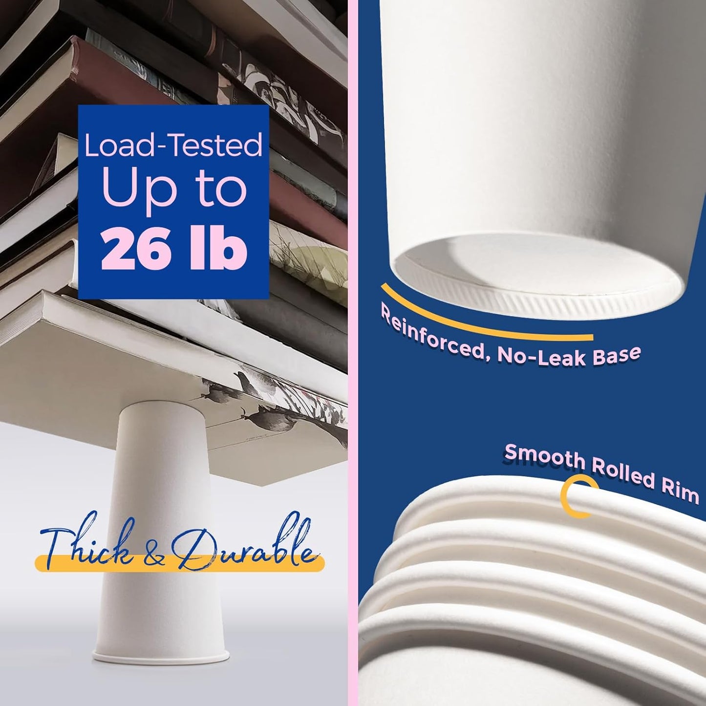 Fit Meal Prep 24 oz 100 Pack To Go Coffee Cups with Lids and Sleeves, Disposable Paper Coffee Cups with Lids for Hot/Cold Beverage