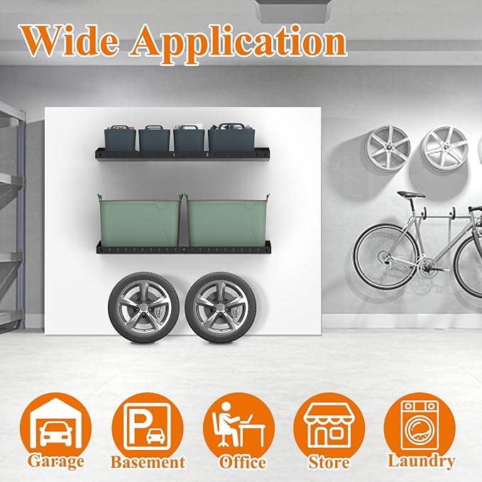 PEKGRIL 2 Pack Garage Wall Shelf, 1X2 Ft Heavy Duty Garage Shelving, Wall Mounted Storage Shelves for Laundry Room, Closet, Holds Up to 150 Lbs