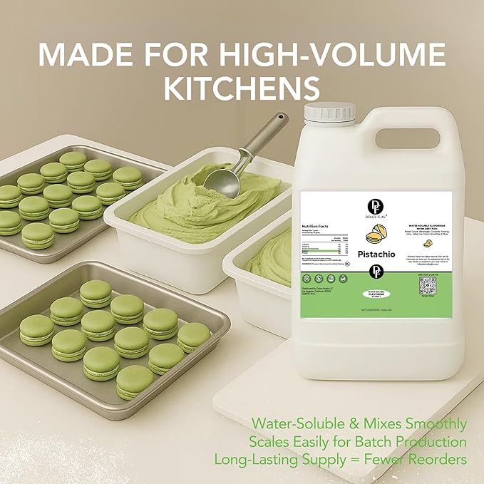 Dolce Flav Pistachio Flavoring – 32 oz. – Premium Flavoring for Ice Cream, Desserts, Boba, Beverages & Baked Goods | Ideal for Restaurants, Bakeries & Coffee Shops