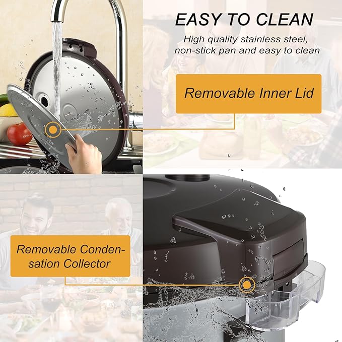 Commercial Large Rice Cooker & food warmer | 13.8QT/65 Cups cooked rice | 1350W Multi-function electric sushi rice cooker | LED Display | Timer Setting | Smart preset from 30 min-24 Hrs