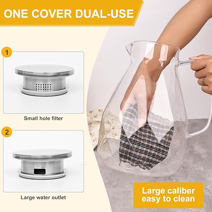 Glass Pitcher with Lid,1 Gallon Glass Water Pitcher Hot/Cold Water Jug, Juice and Iced Tea Beverage Carafe with Lid (Extra-Wide Mouth)