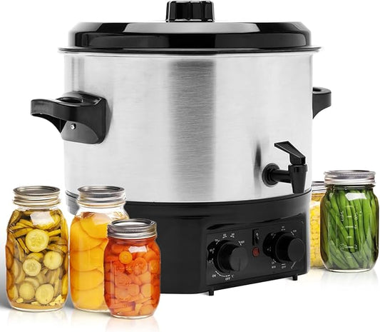14.5QT Electric Water Bath Canner, 1500W Electric Canning Pot for Home Canning, Preserving Jars, Slow Cooking & More - Adjustable Temp & Timer, Safe & Easy-to-Use Electric Canner for Beginners & Pros