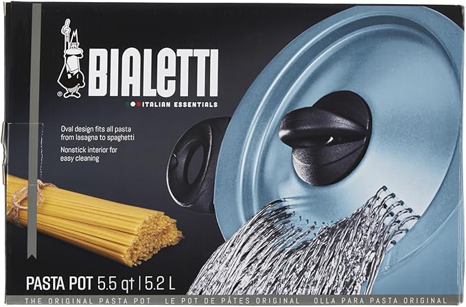 Bialetti Taste of Italy Nonstick Pasta Pot with Strainer Lid, 5.5-Quart, Teal