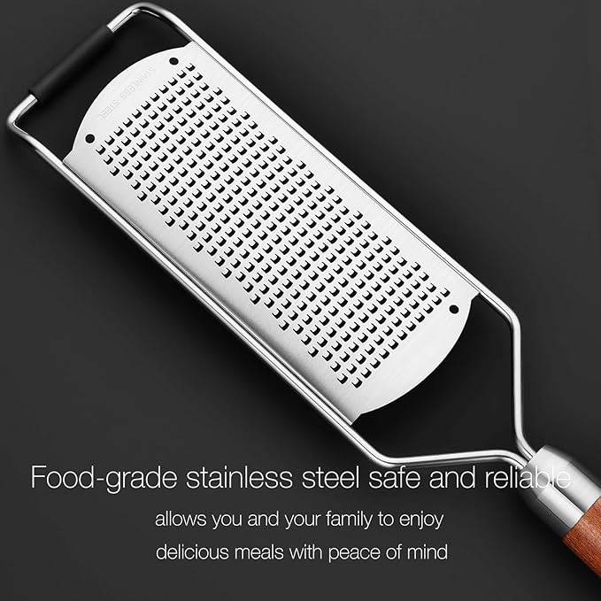 Professional-Grade Lemon Zester with Fine Blades, Lightweight Cheese/Vegetable Grater, Solid Wood Handle Design - Rust-Resistant, Durable, Essential Kitchen Tool （A2）
