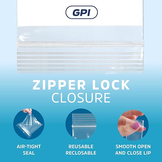 10" x 12" 1 Gallon Zip Bags, 2 Mil Thick Clear Plastic Reclosable Zipper Lock Bags with Write-on White Block, with Resealable Zip Top Lock for Food Storage, A4 Letter Size Paper, 500 Count