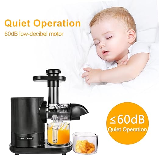 Cold Press Juicer Machines, Slow Masticating Juicer with Quiet Motor, High Nutrient Retention, Easy to Clean, Spiral Auger Technology for Vegetables & Fruits, Dishwasher Safe (Black)