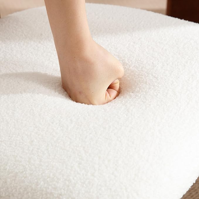 chairus Dining Chairs Set of 6 Faux Fur Diner Chairs Wood Chairs for Kitchen and Dining Room, White