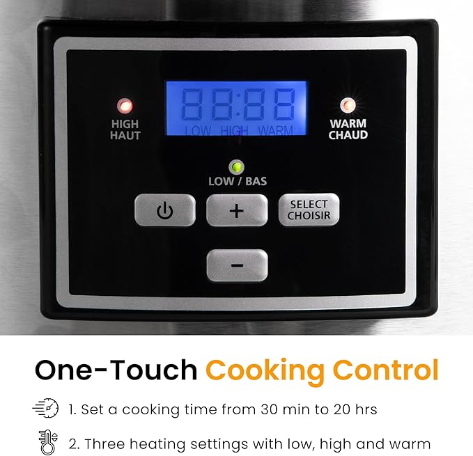 Sunvivi 6 Quart Programmable Slow Cooker with 2 in 1 Silicone Liners, Multi-Cooker Food Warmer with Digital Timer, Adjustable Tempature Control, Dishwasher Safe Parts, Blue