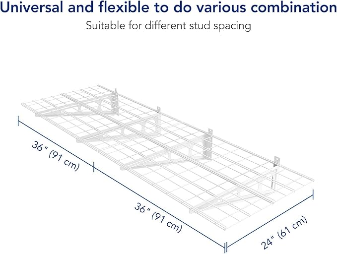 FLEXIMOUNTS 4-Pack 24-inch-by-72-inch Wall Shelf Garage Storage Rack Wall Mounted Floating Shelves 2x6 ft,White