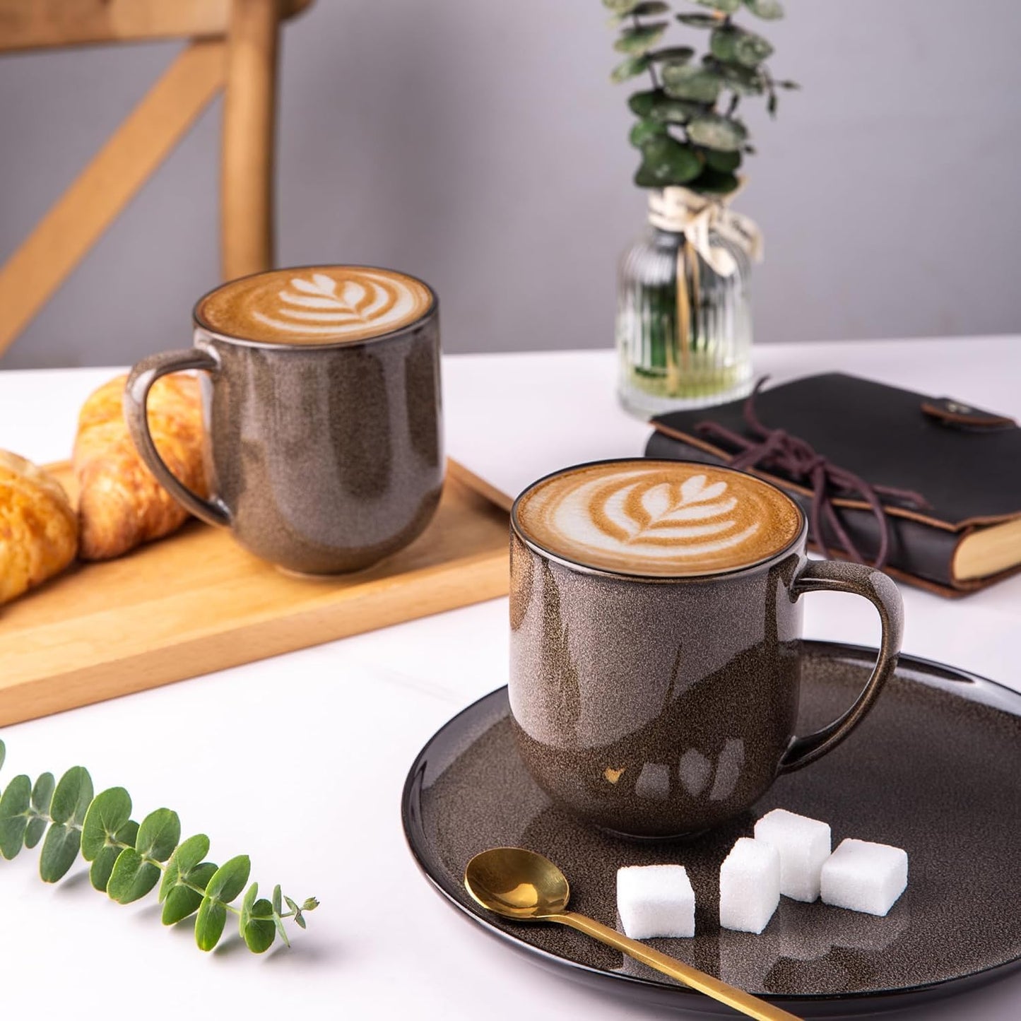 LERATIO 12OZ Ceramic Coffee Mugs Set of 6, Large Porcelain Coffee Cups With Large Handle For Latte,Cappuccino,Milk,Cocoa,|Dishwasher&Microwave Safe Mug Sets,Ideal for Man,Woman,Dad, Mom-Mixing