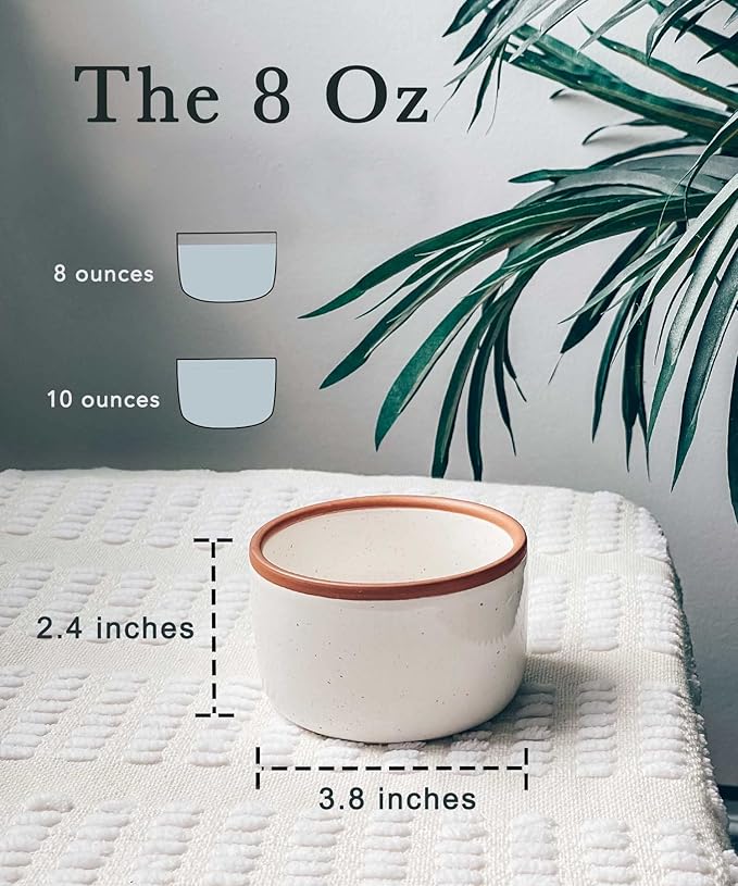 Mora Ceramic Ramekins - 8oz, Set of 6 - Small Oven Safe Baking Dishes/Cups - For Personal Pudding, Creme Brulee, Souffle, Serving Dip, Custard, Ice Cream - Single Mini Bowls - Vanilla White