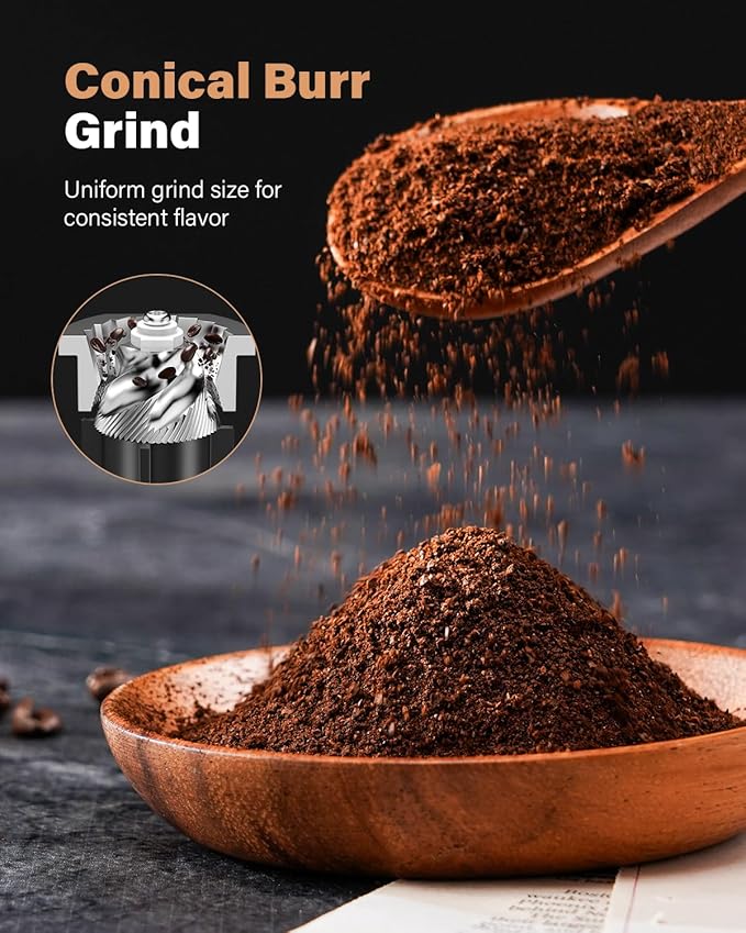 SHARDOR Conical Burr Coffee Grinder Electric, Espresso Coffee Bean Grinder with Precision Electronic Timer, Adjustable Burr Mill with 51 Precise Settings for Home Use, Stainless Steel Container