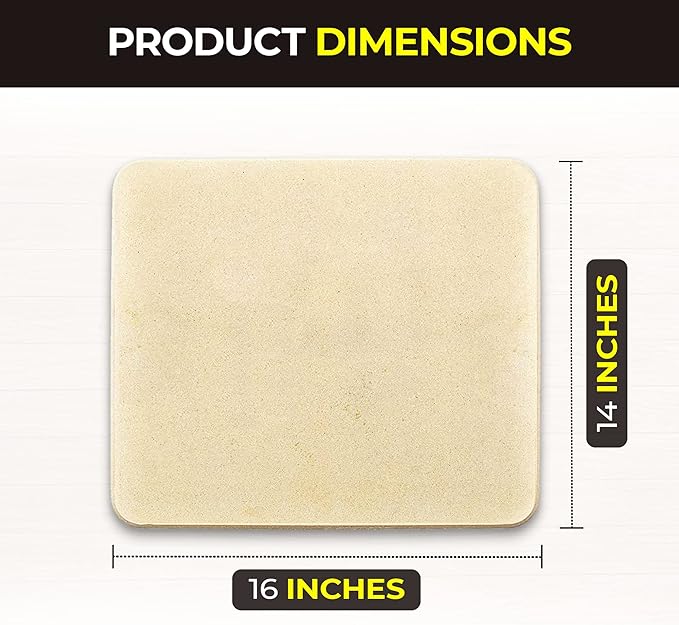 Pizza Stone - Baking Stone. SOLIDO Rectangular 14"x16" - Perfect for Oven, BBQ and Grill