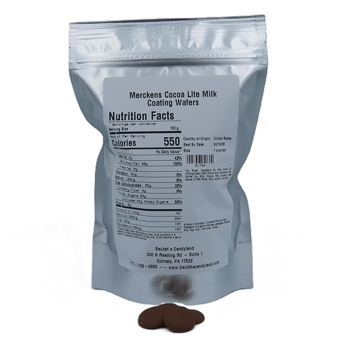 MERCKENS Coating Wafers, Milk Melting Chocolate, Cocoa Lite, 1 Pound Package