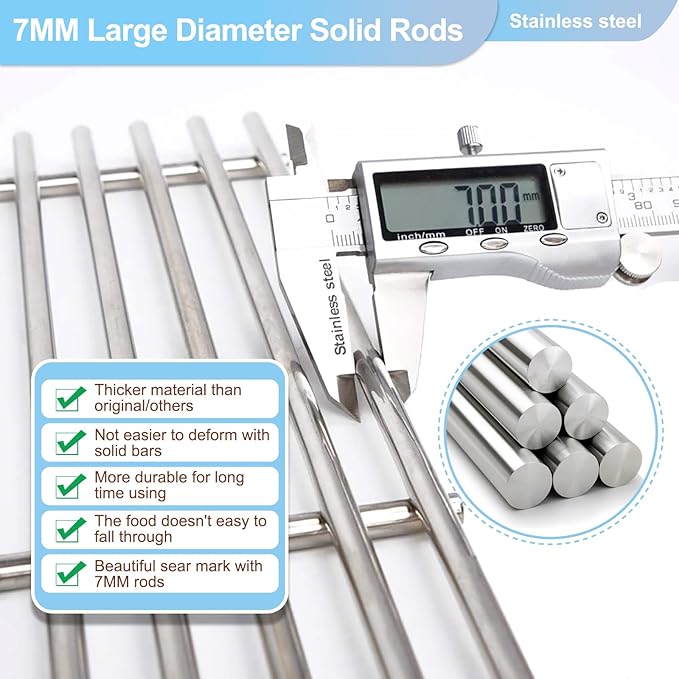 17 3/4” Stainless Steel Heat Plate and 19.25" Cooking Grids for Jenn Air 720-0336,720-0337,720-0511, 720-0512, 720-0339 Gas Grill,Grates Replacement For JennAir Grill