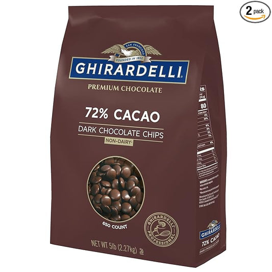 Ghirardelli Chocolate Company 72% Cacao Dark Chocolate Chips, 5lb. Bag (Pack of 2)