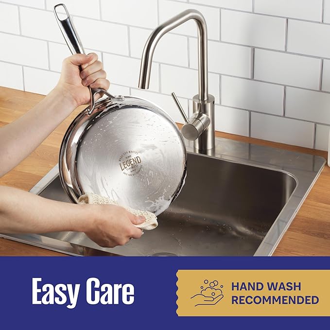 LEGEND COOKWARE Stainless Steel 3 Piece Wok Set | 5 Ply Wok, Induction, Non-Toxic, Oven Safe | Best 18/8 Full Clad | Professional Kitchen Cooking, Heavy Chef Quality | PFOA, PTFE & PFOS Free