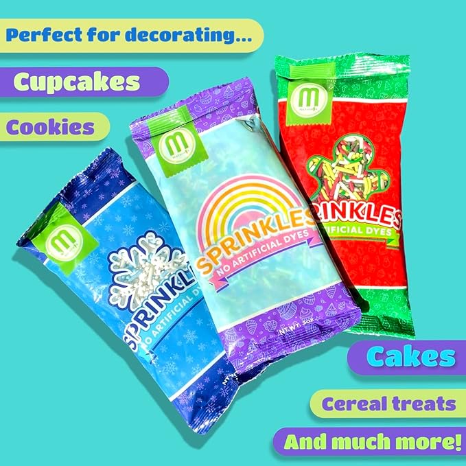 Manvscakes, Natural Rainbow Sprinkles, No Artificial Dyes, Gluten Free, Nut Free, 3 ounces, Cake Decorations, Cupcake Sprinkle Blend, Baking, Birthday Cake, Ice Cream Topping