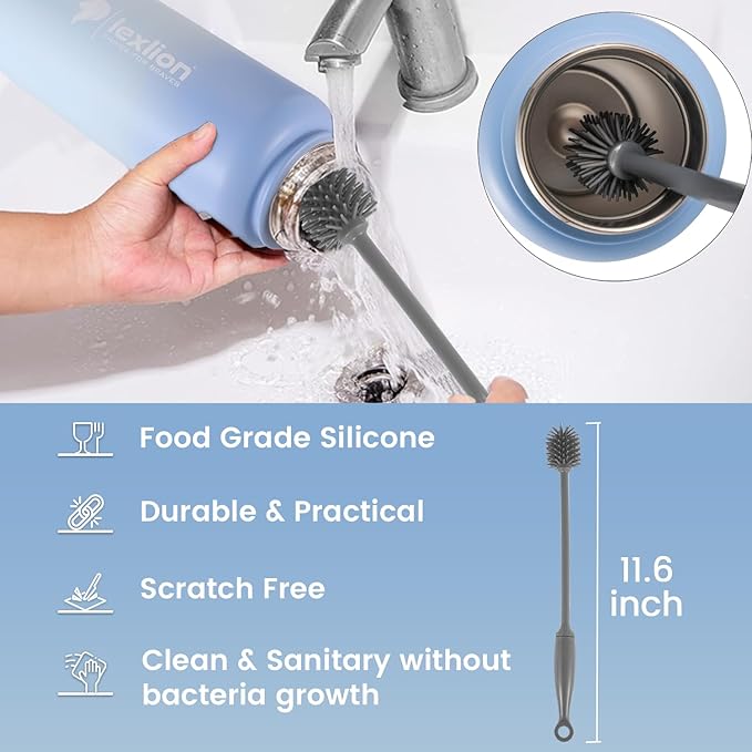 Lexlion 32 Oz Triple Walled Insulated Stainless Steel Fruit Infuser Bottle - Tea Infuser Water Bottle with 3 Lids, Silicone Sleeve, Leakproof, Metal Mug Gallon