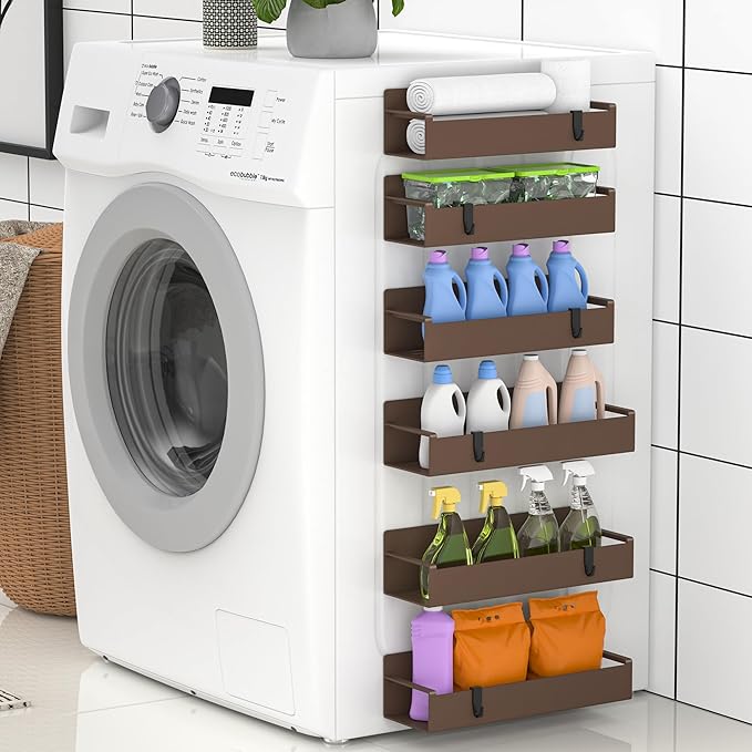 6 Pack Magnetic Spice Rack Organizer for Refrigerator and Oven, Brown Fridge Organizers and Storage for Kitchen