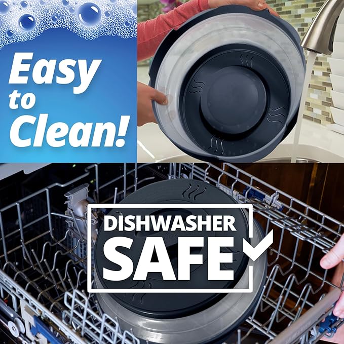 2.0 Magnetic Microwave Splatter Cover, Collapsible 12-Inch BPA-Free Food Lid with Upgraded Magnets, Vented Plate Guard, Dishwasher Safe, Space-Saving Magnetic Storage - Black