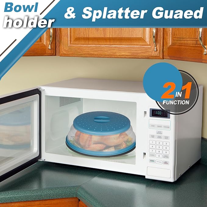 4 in 1,WENWELL Vented Collapsible Microwave Splatter Cover & Mat,Kitchen dish bowl Plate lid for Food,Dishwasher-Safe,BPA-Free Silicone & Plastic