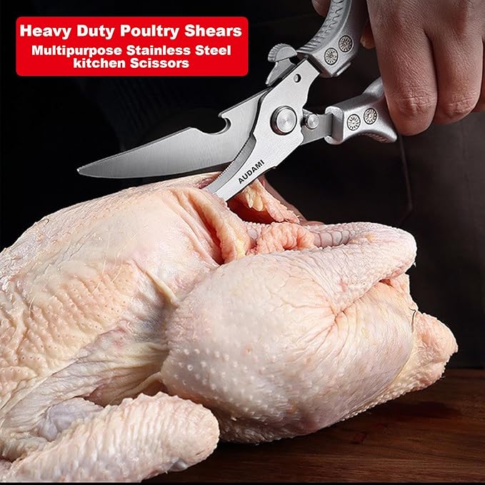 2 Pack Kitchen Shears,Heavy Duty Stainless Steel All-Purpose Poultry Meat Scissors for Cooking-Dishwasher Safe