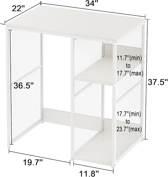 3-Tier Coffee Bar Cabinet with Mini Fridge Space, Simple Style Microwave Stand Bakers Rack, Utility Compact Refrigerator Storage Organizer for Home Kitchen Dorm, White