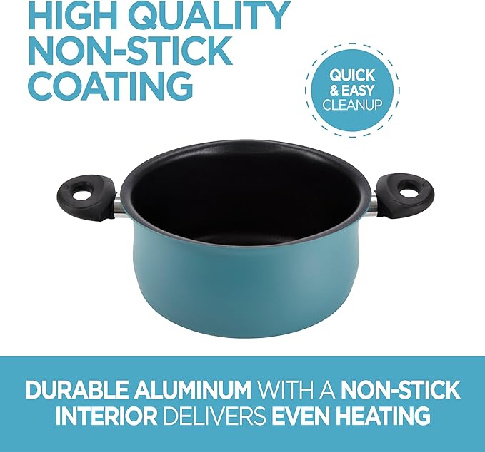 Bialetti Taste of Italy Nonstick Pasta Pot with Strainer Lid, 5.5-Quart, Teal