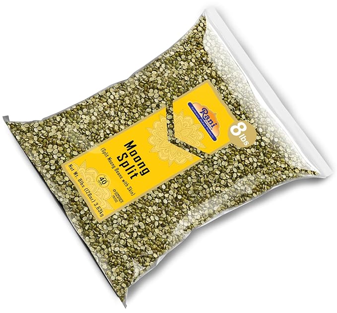 Rani Moong Split (Split Mung Beans with Skin) Lentils Indian 128oz (8lbs) 3.63kg Bulk ~ All Natural | Gluten Friendly | Non-GMO | Kosher | Vegan | Indian Origin