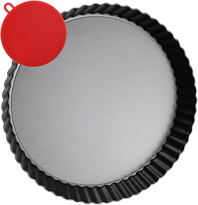 DATANYA Tart Pan 9 Inch Tart Pans Removable Bottom, Non-Stick Quiche Pan Carbon Steel Heavy Duty Pie Pan 9 Inch Tart Pan Loose Bottom, extra high of 1.2 Inches