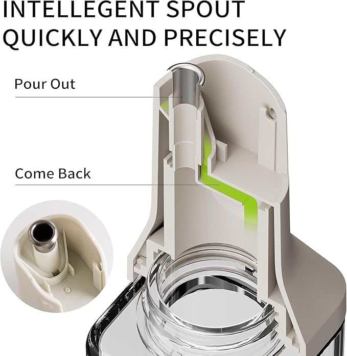 Olive Oil Dispenser for Cooking - 16oz Leakproof Glass Oil Dispenser Bottle with Gravity Spout, Air Fryer, BBQ, Healthy Salad & Non-Stick Pans, BPA-Free, Easy to Refill and Use, Yellow