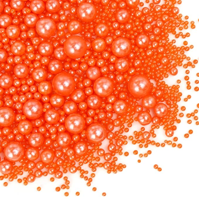 Edible Orange Pearl Sprinkles, Sugar Candy, 130g/4.58oz, Edible Orange Pearls Sprinkles for Cupcake Decorating, Cupcake Toppers, Cake Decorations
