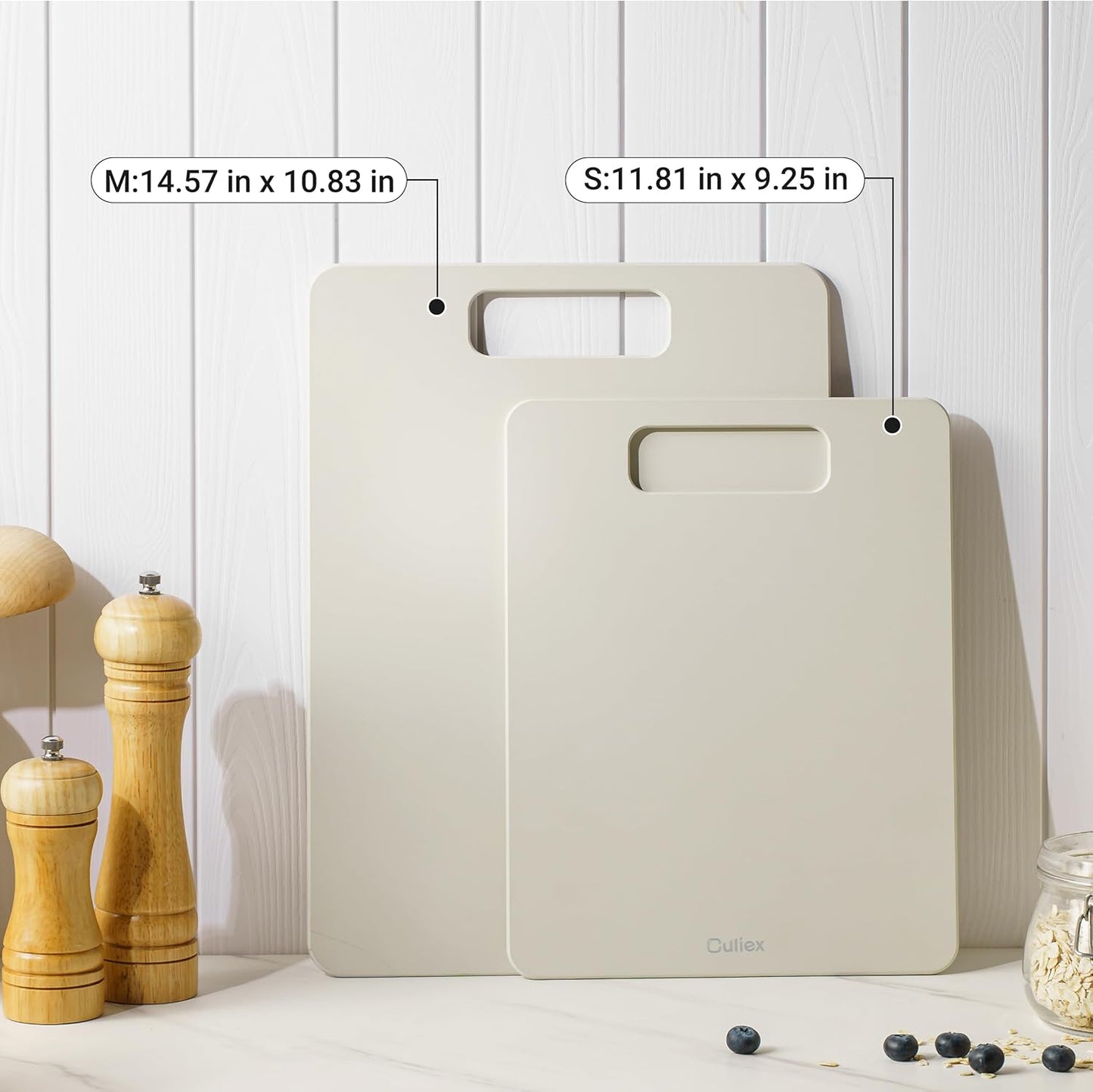 Cutting Boards for Kitchen [Set of 2], Dishwasher Safe Wooden Cutting Board with Handles, Ideal Chopping for Meat, Vegetables, Fruits, Charcuterie - Perfect Kitchen Gadgets Gift, White