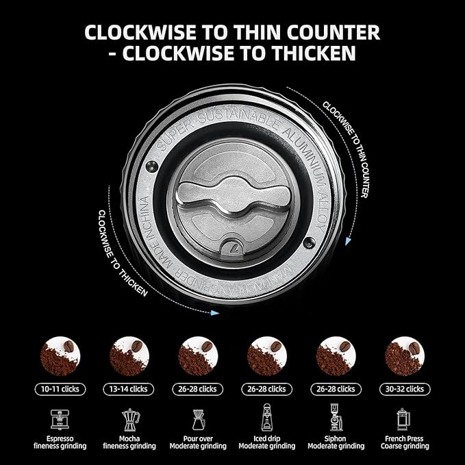 Z3 /Z3pro Coffee Bean Grinder, Hand Grinder with 6-Core CNC Stainless Steel Conical Burr,Double Bearing Positioning for Espresso,Pour Over,FrenchPress,Moka,Americano (Blue, Z3PRO)