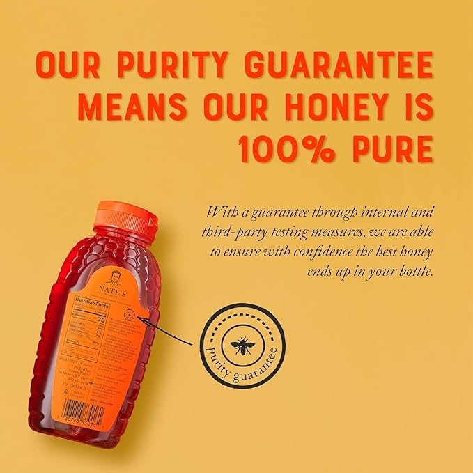 Nate's 100% Pure, Raw & Unfiltered Honey - Award-Winning Taste, 32oz. Squeeze Bottle